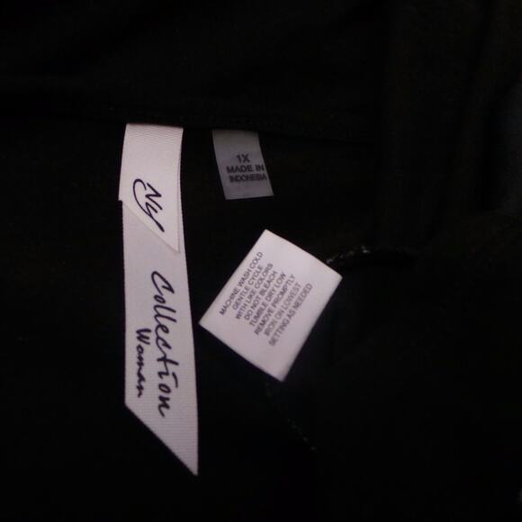 NY Collection Pleated Blouse 1X Front Colorblock Accordion Neutral Workwear Top - Picture 6 of 7